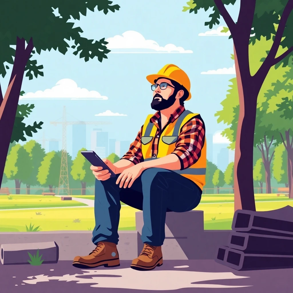 Construction worker on a break