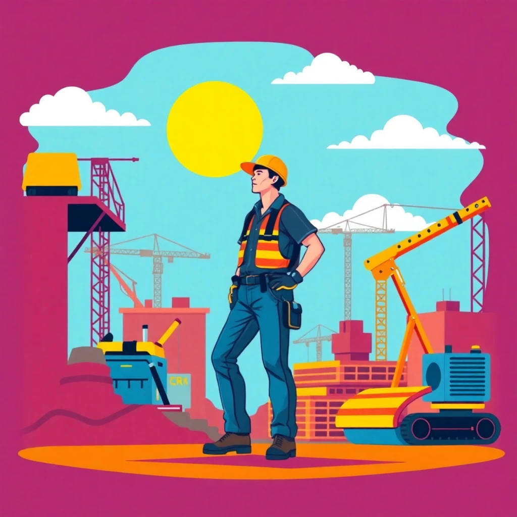 Trabalhador de construção em ação
