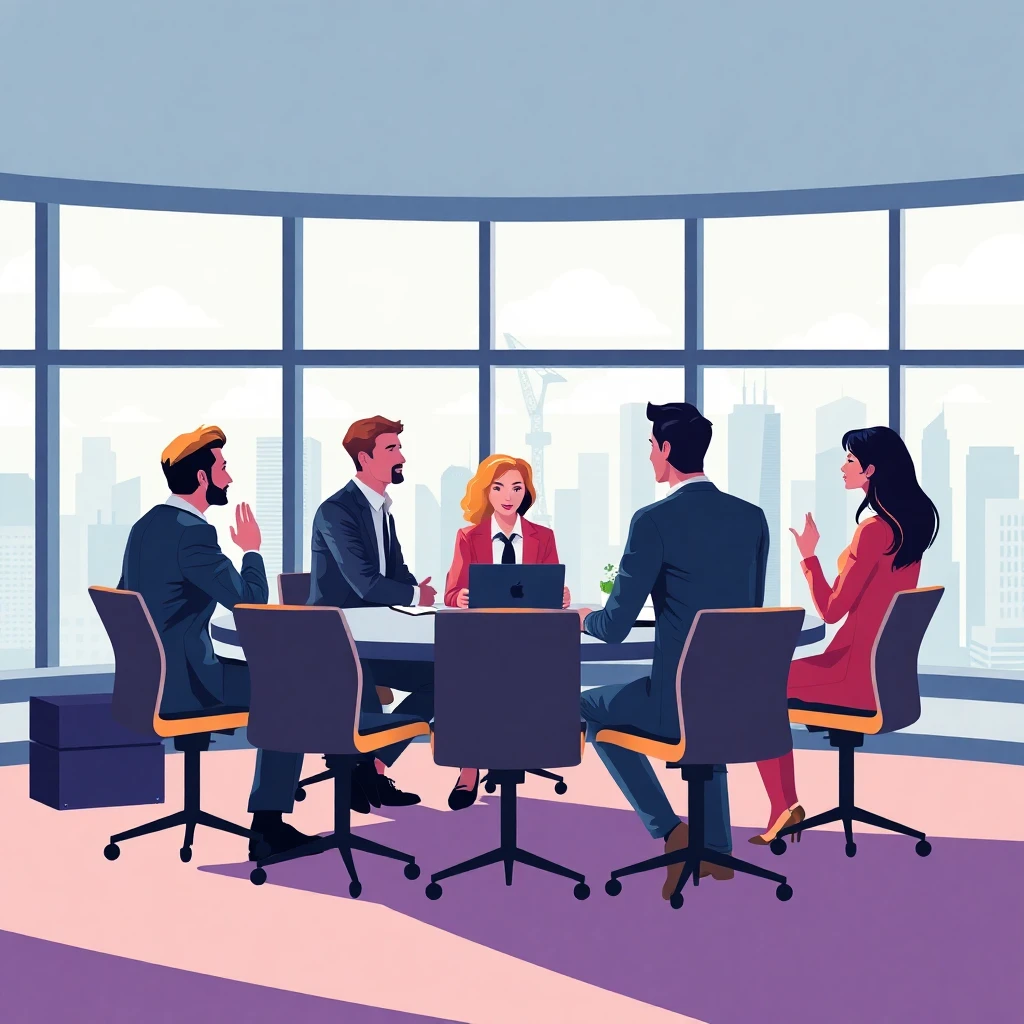 Strategic meeting in executive office