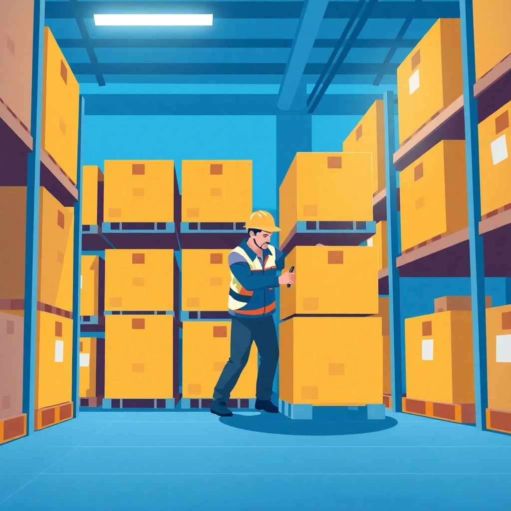 Trabajador de almacén en acción