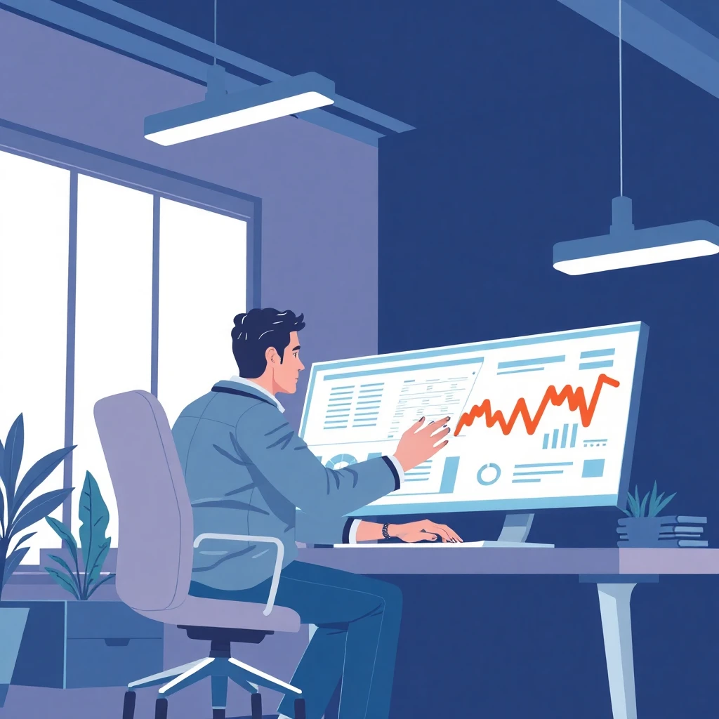 Analista de dados analisando gráficos
