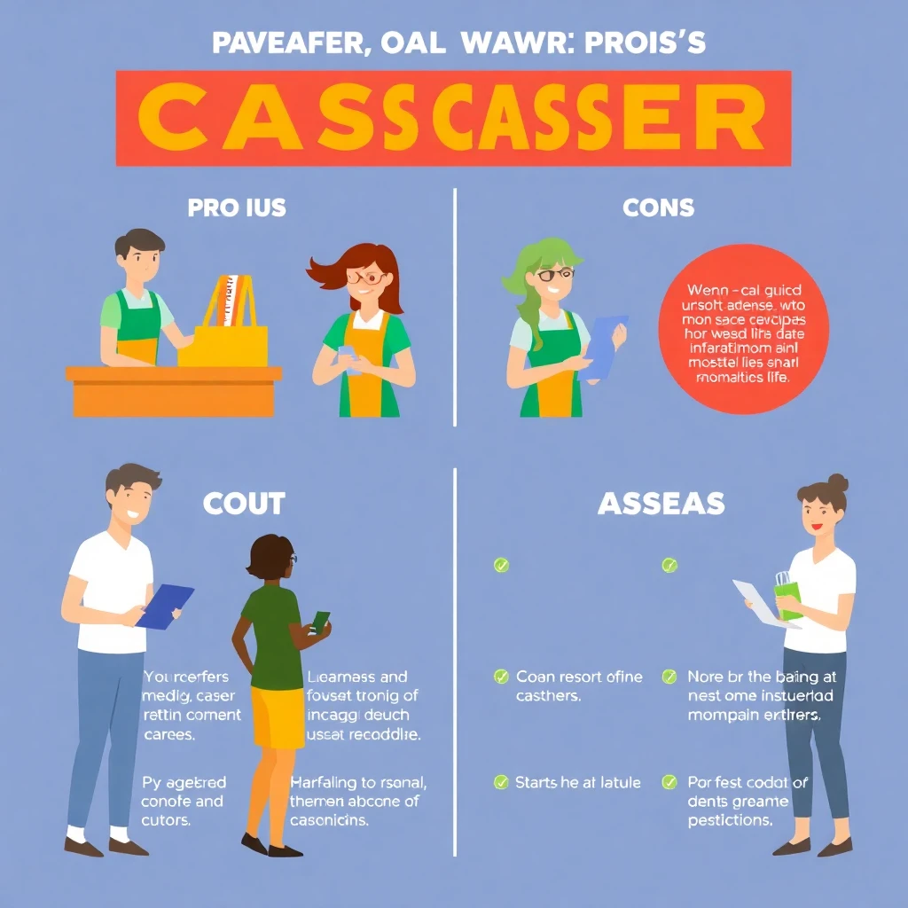 Cashier job pros and cons infographic