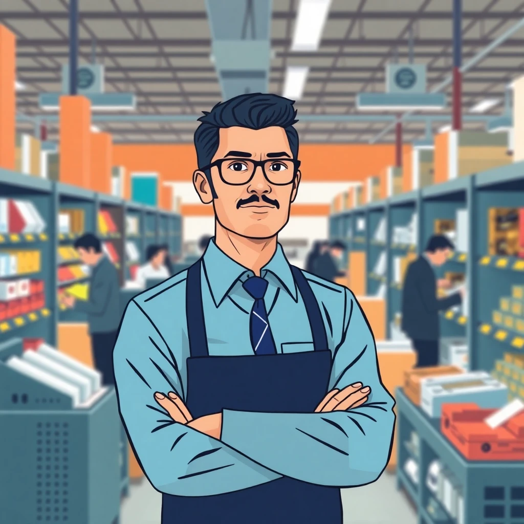 Retail manager overseeing operations