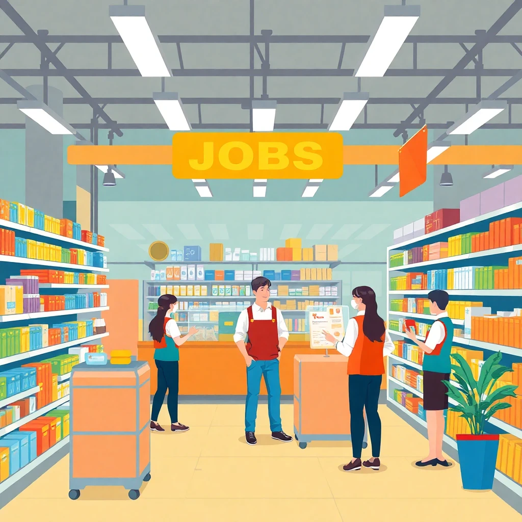 Inside a bustling retail store