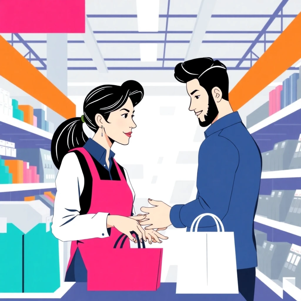 Retail employee helping a customer