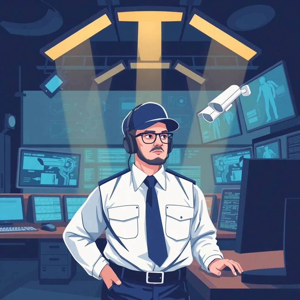 Security guard in control room