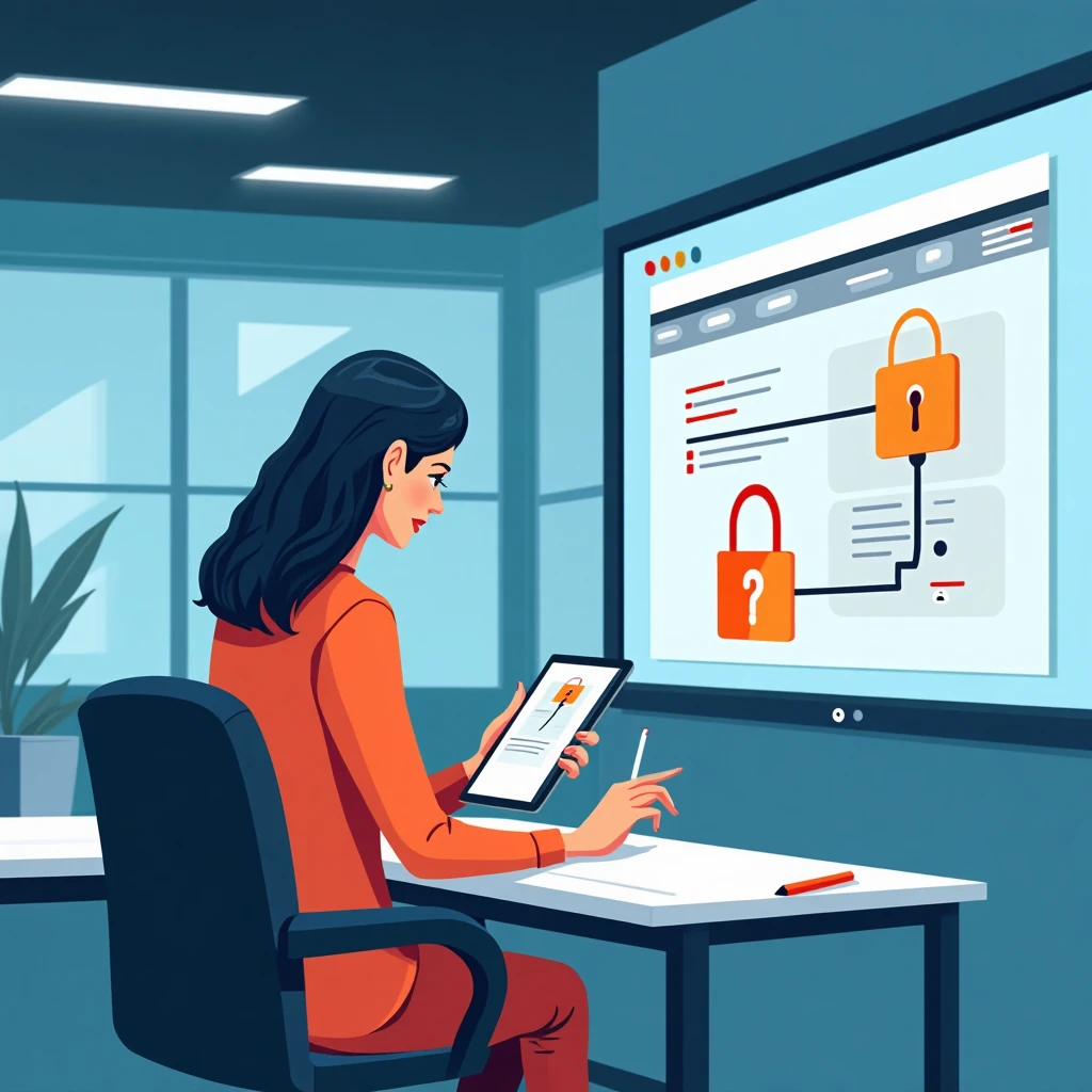 Professional reviewing security protocols