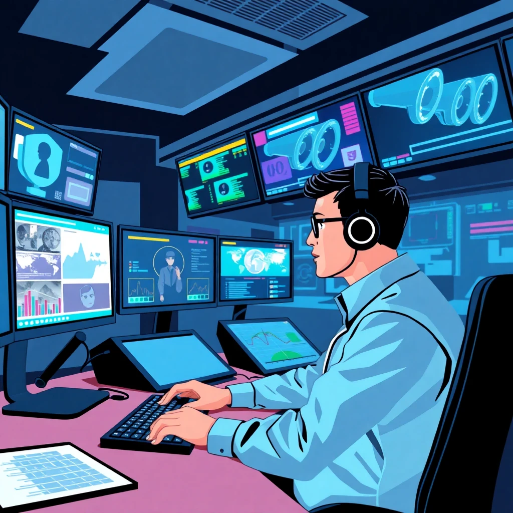 High-tech security control room