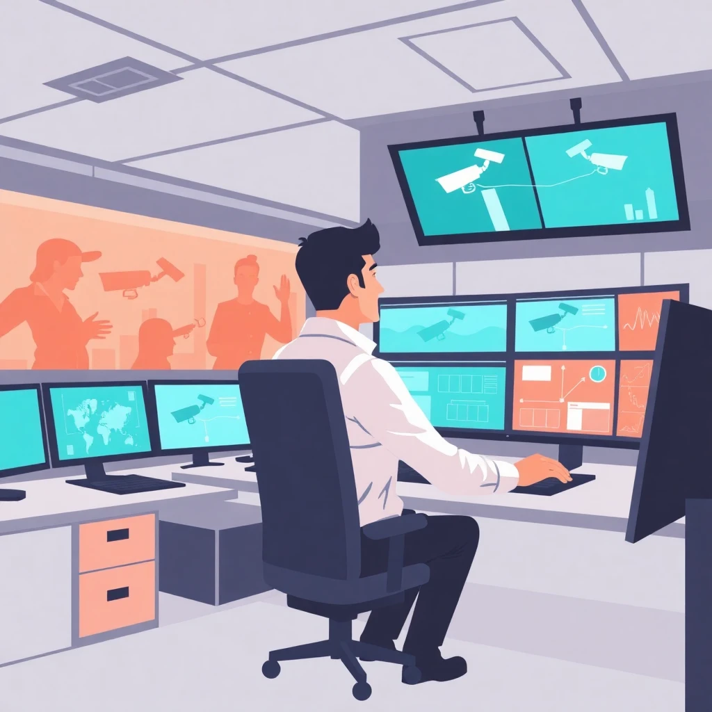 Security professional in control room