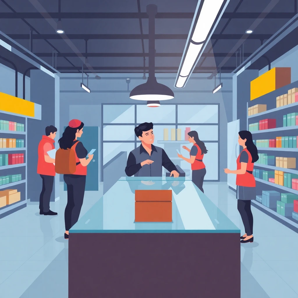 Ambiente de tienda ocupada