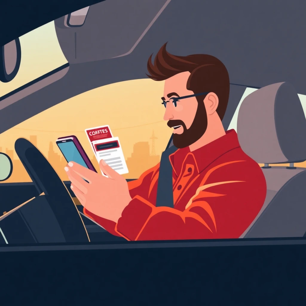 Conductor revisando ofertas de trabajo