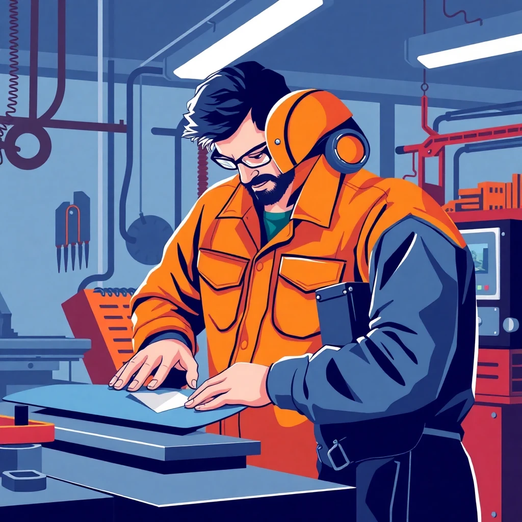 Sheet metal technician at work