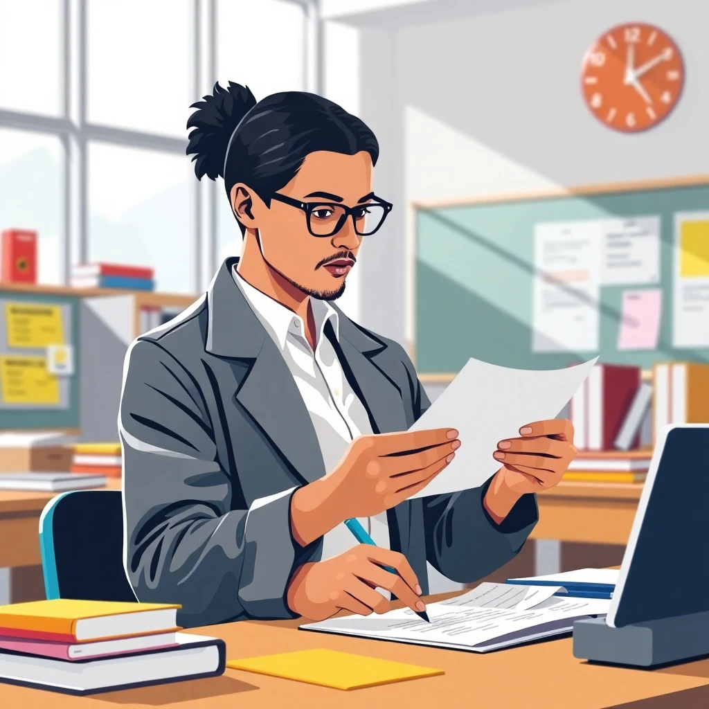 Teacher grading papers