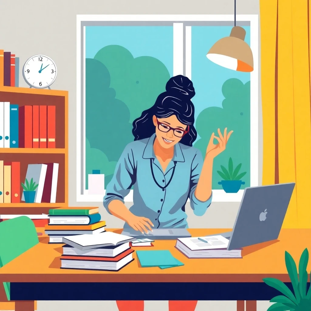 Teacher preparing during summer