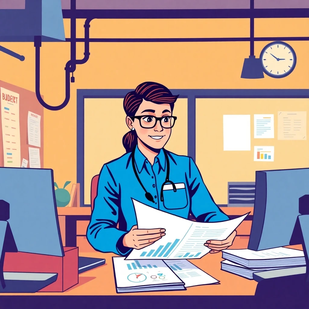 Teacher assessing school budget