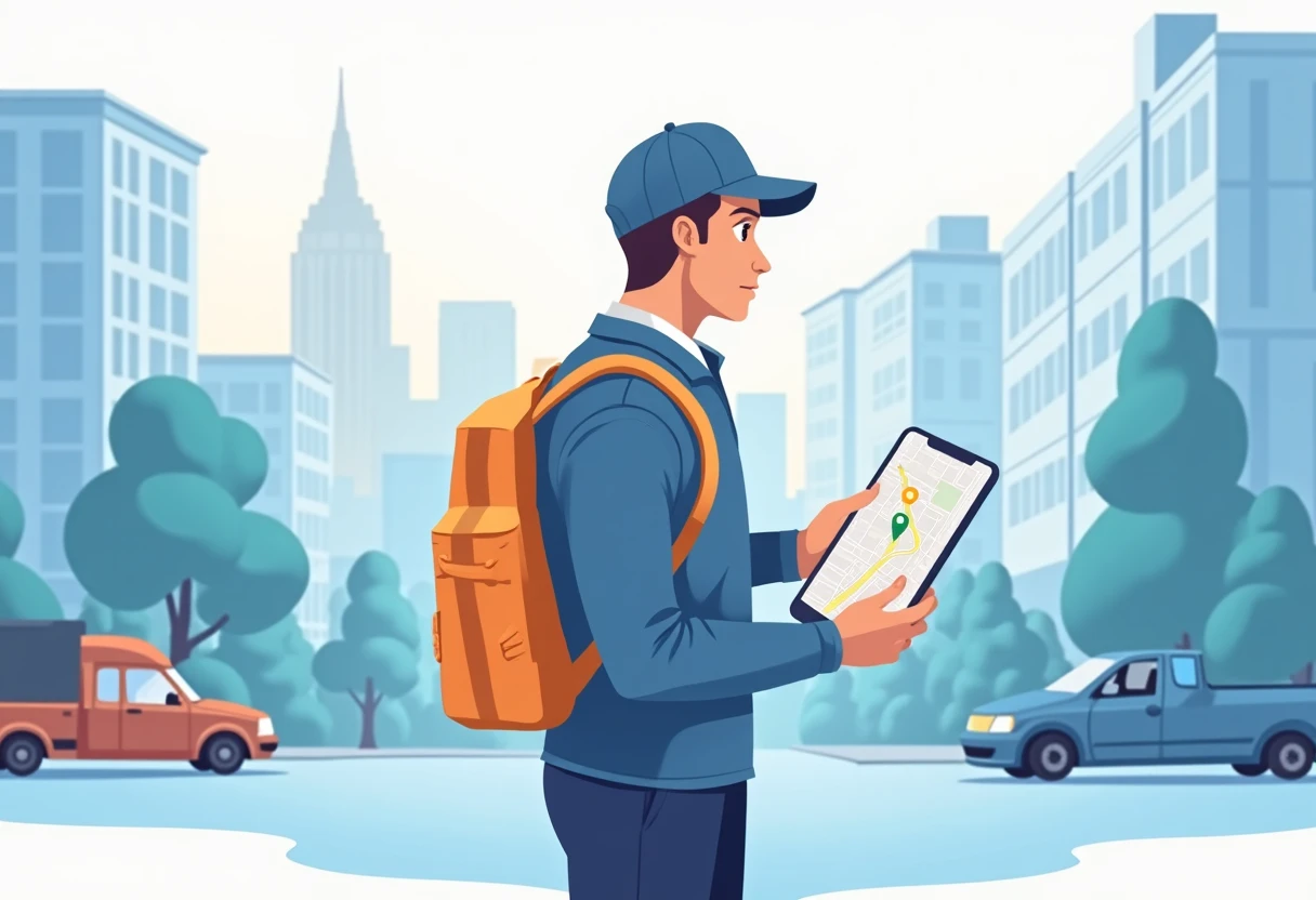 A delivery driver preparing for a delivery