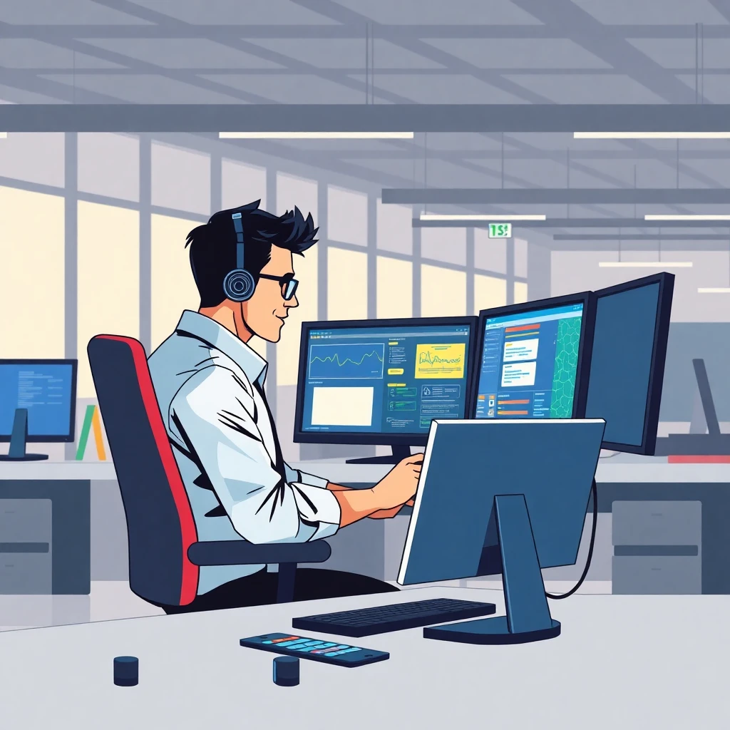 Cybersecurity specialist at work