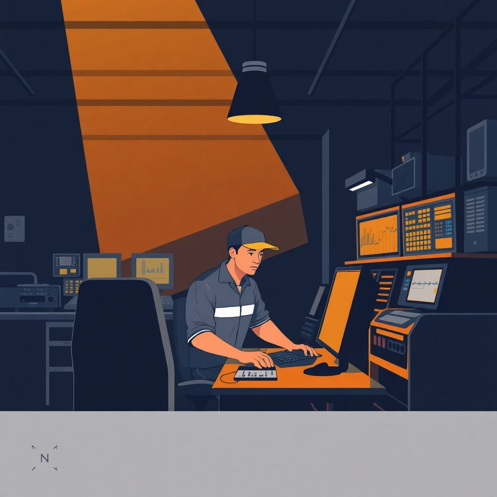 Security professional working night shift