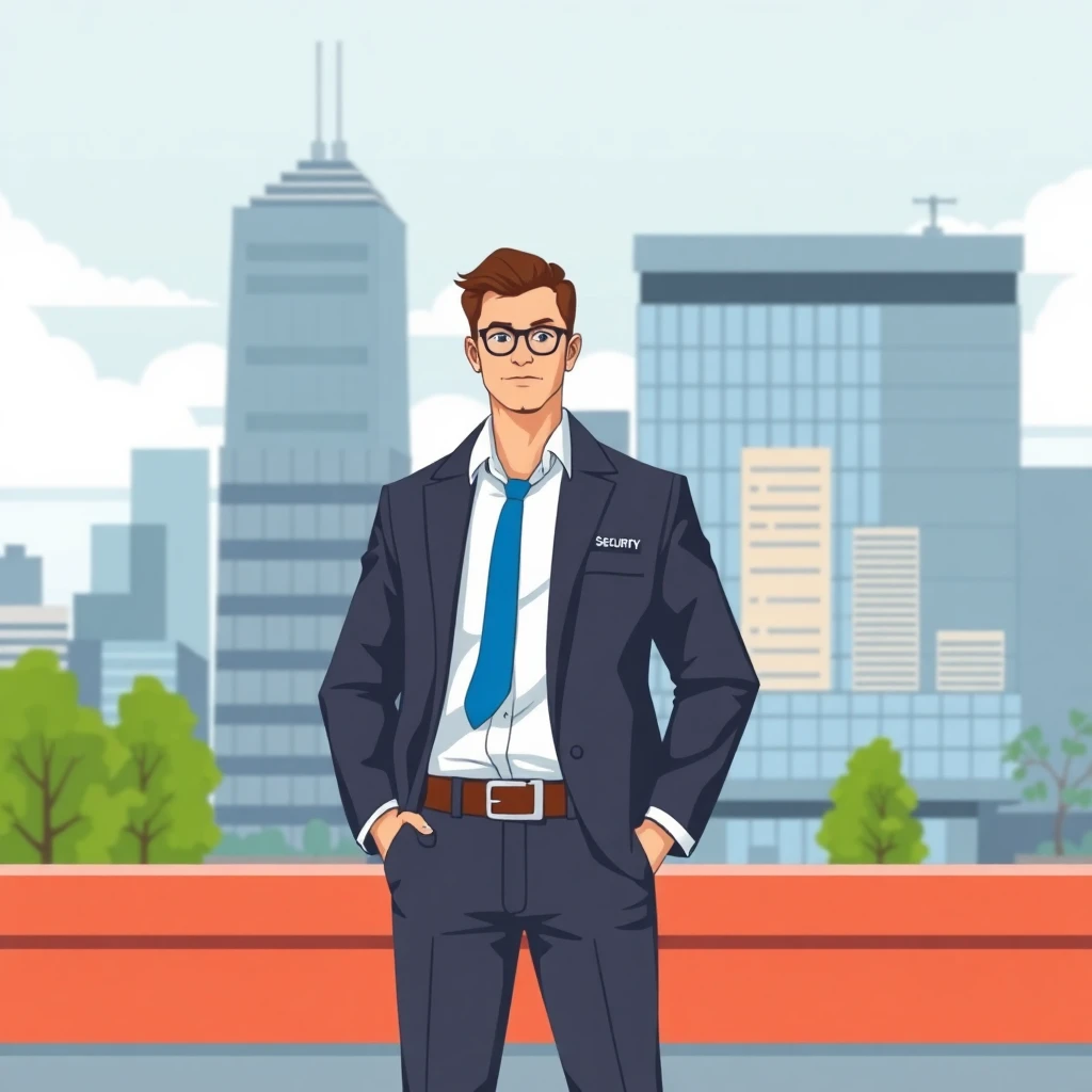 Security professional in urban environment