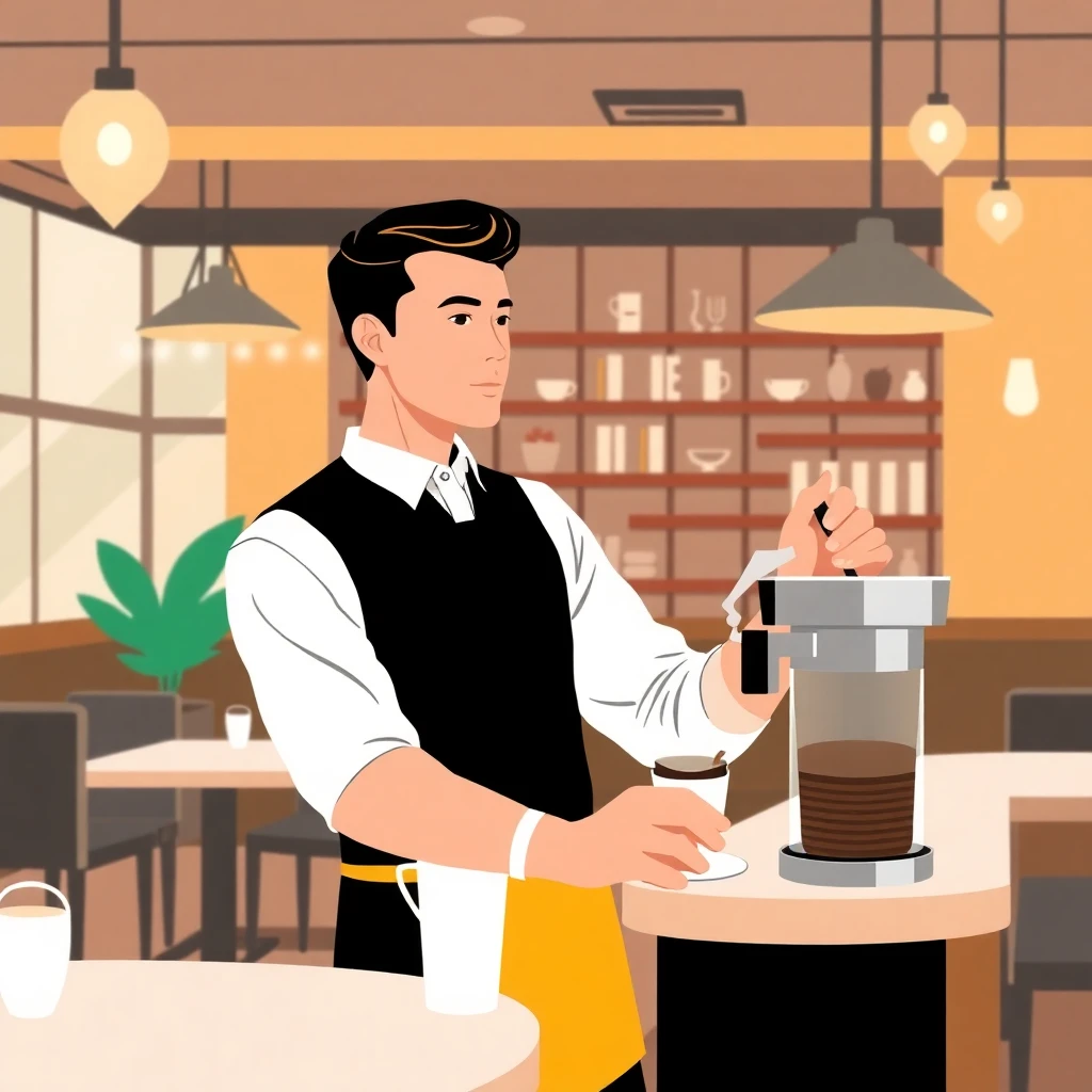 Trabajador de hospitalidad sirviendo café