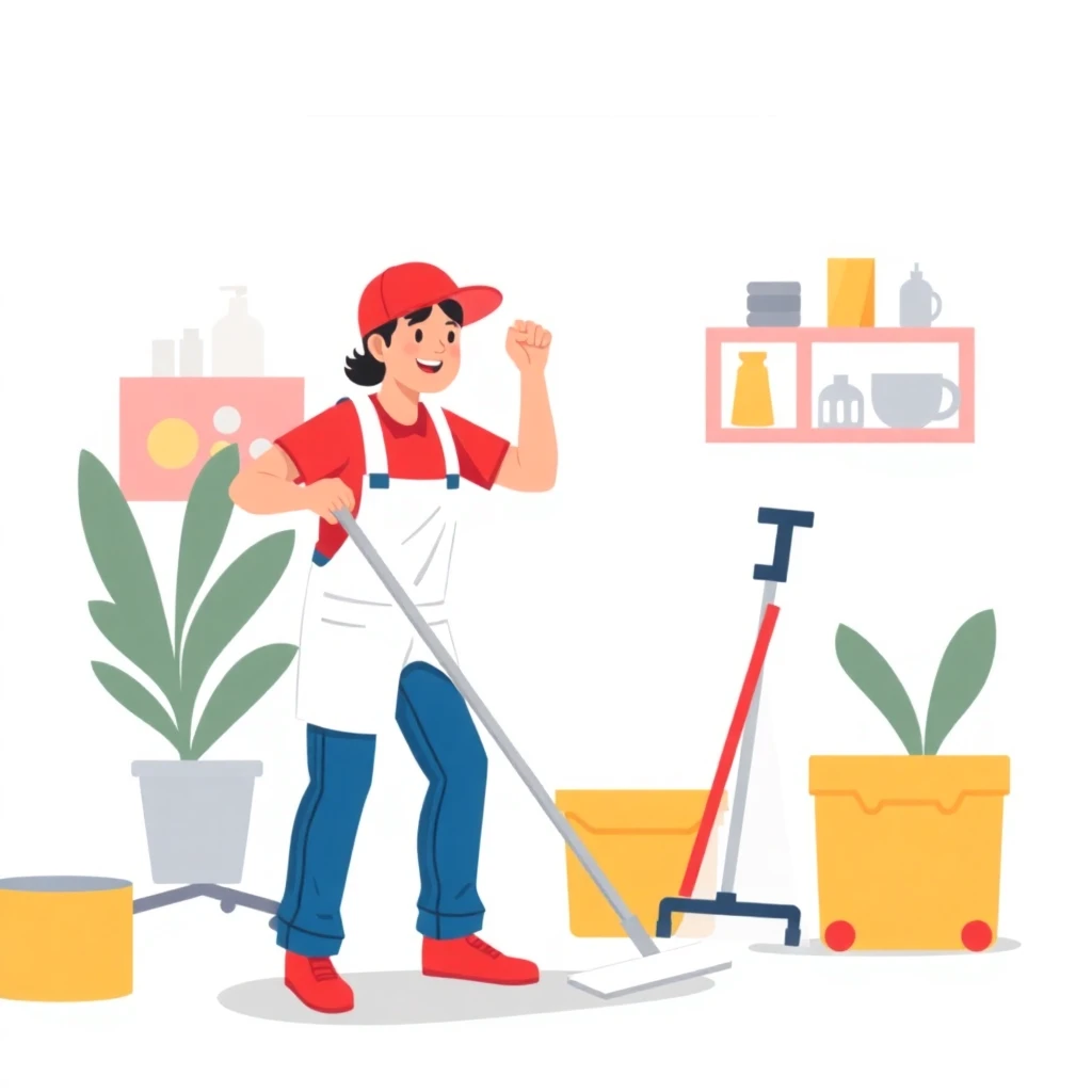 Trabajador de limpieza con horario flexible