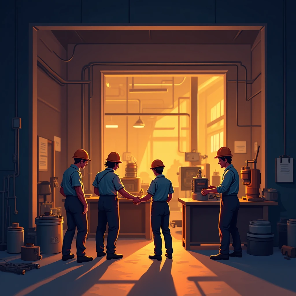 Trabajadores de producción en acción