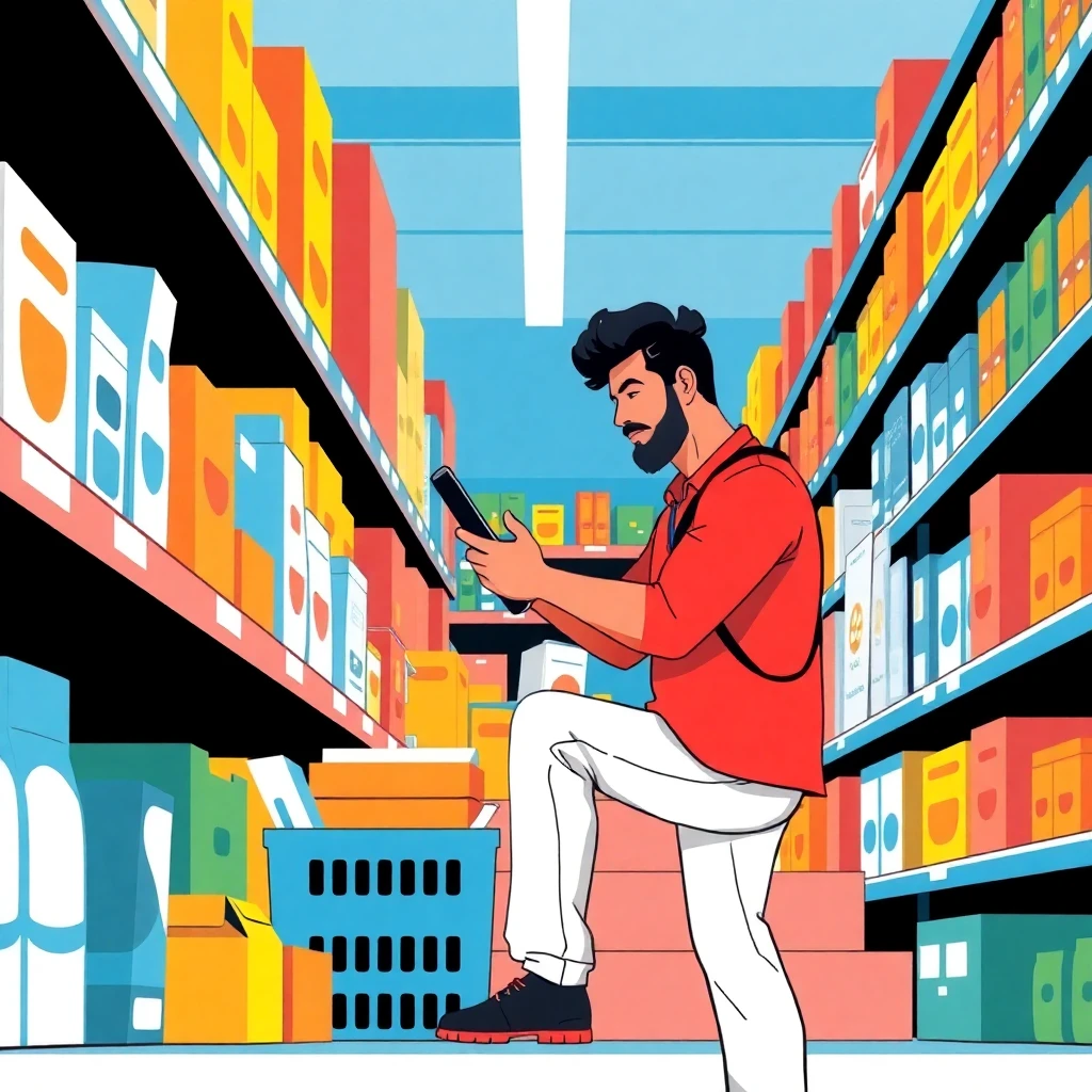 Trabajador organizando productos