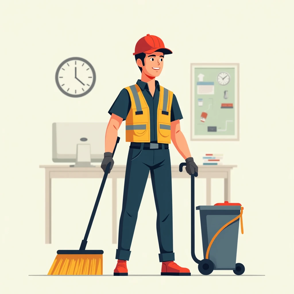 Trabalhador de limpeza corporativa