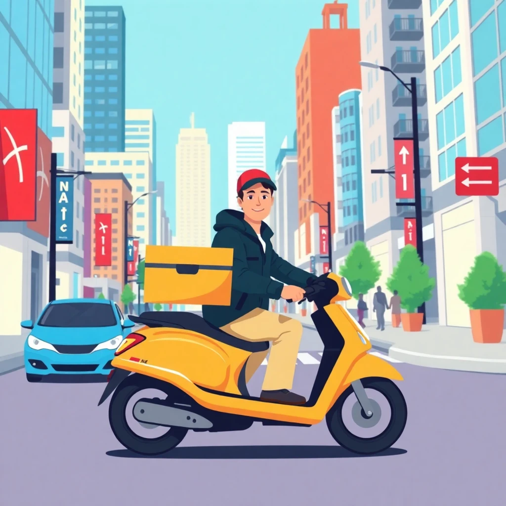 Delivery driver in a busy city
