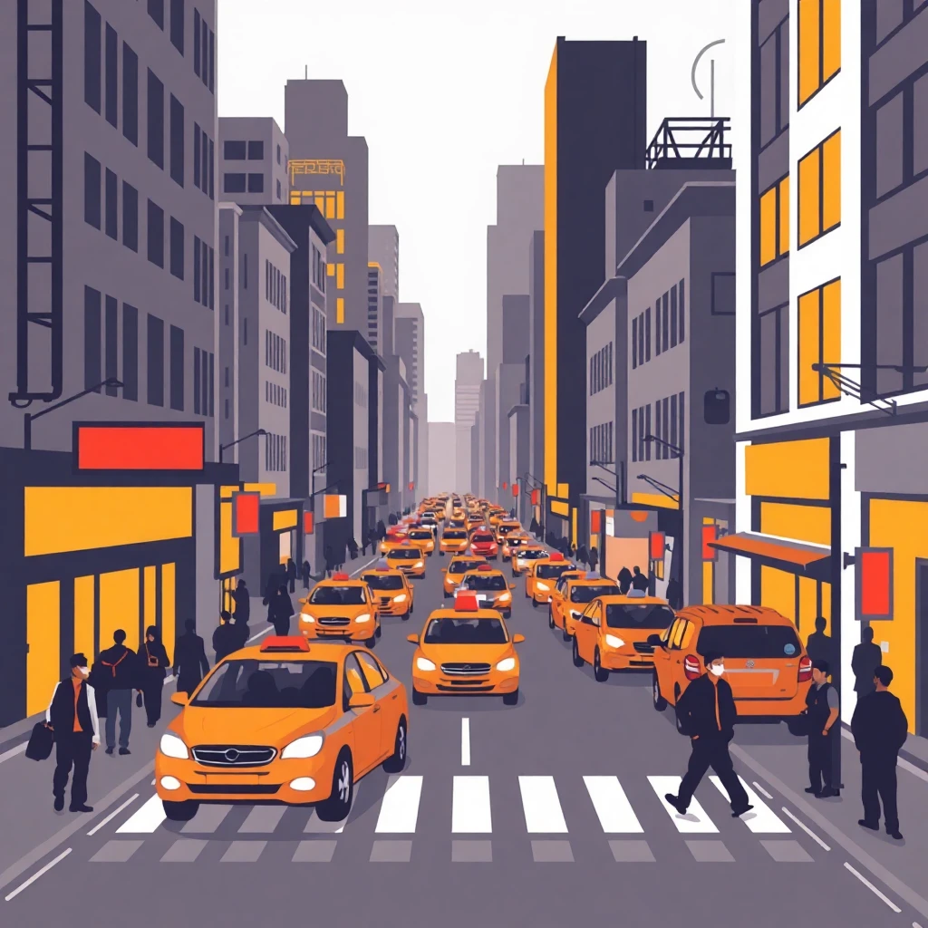 City taxi scene