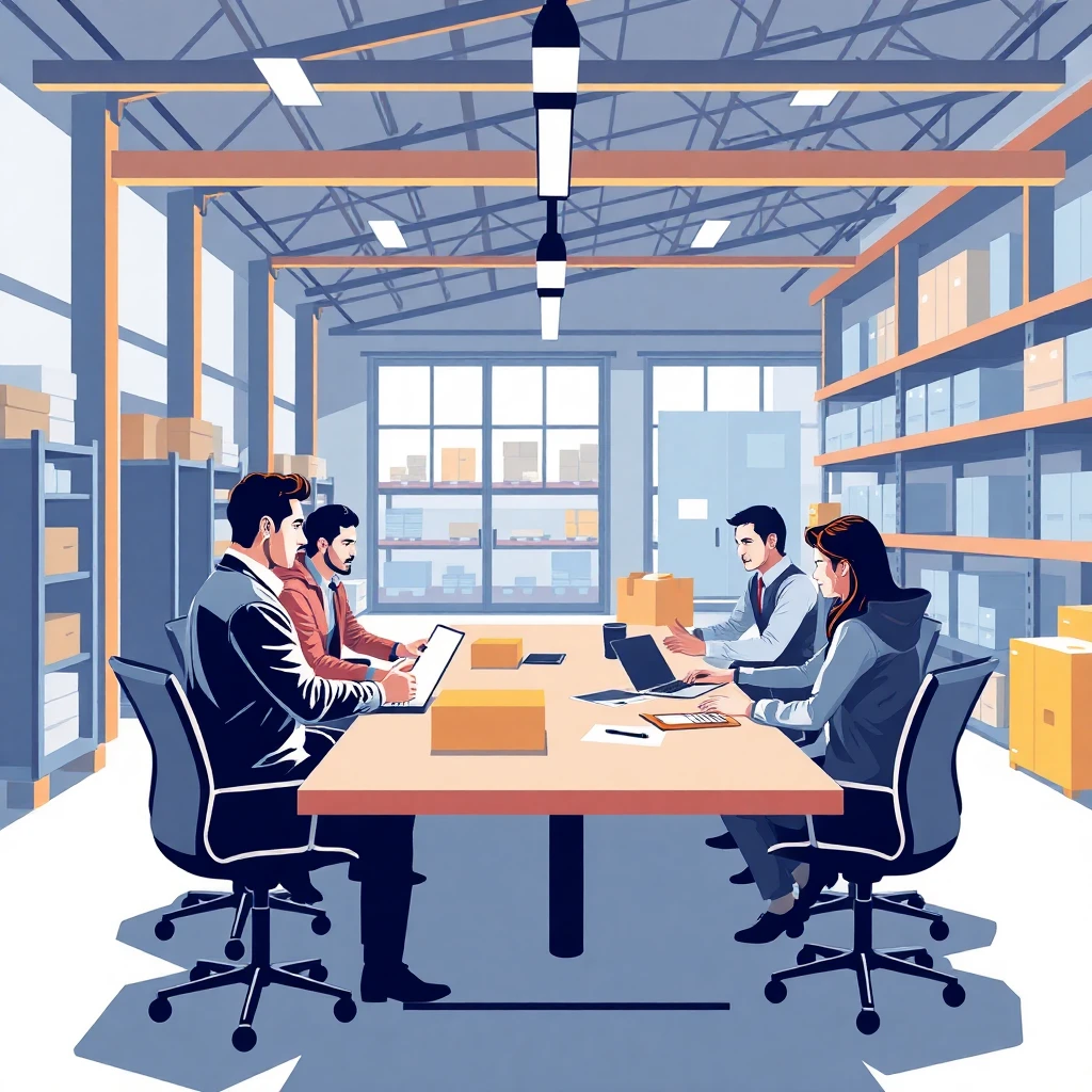 Warehouse team meeting