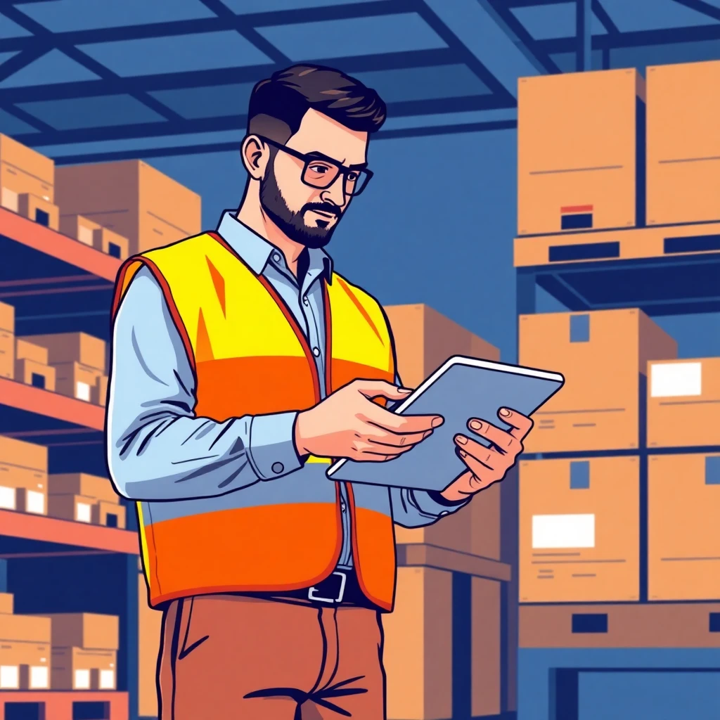 Warehouse worker checking inventory