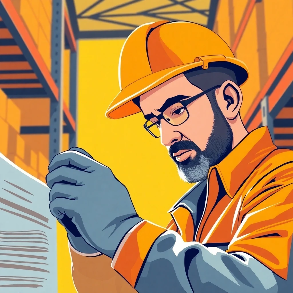 Warehouse inspector examining a product