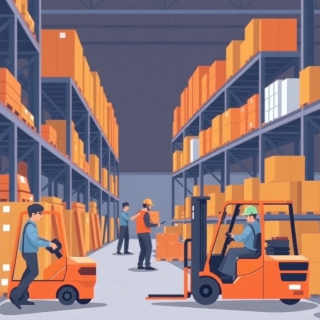Busy warehouse environment