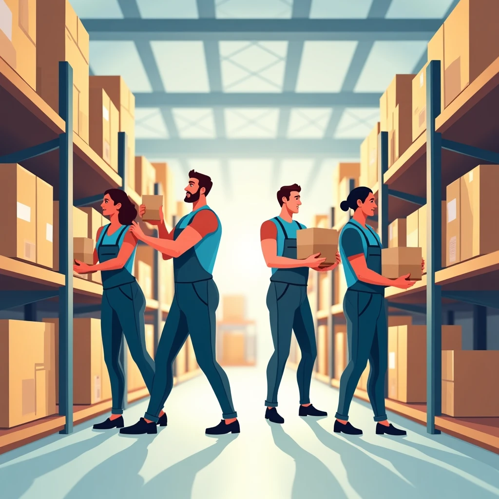 Warehouse team in action