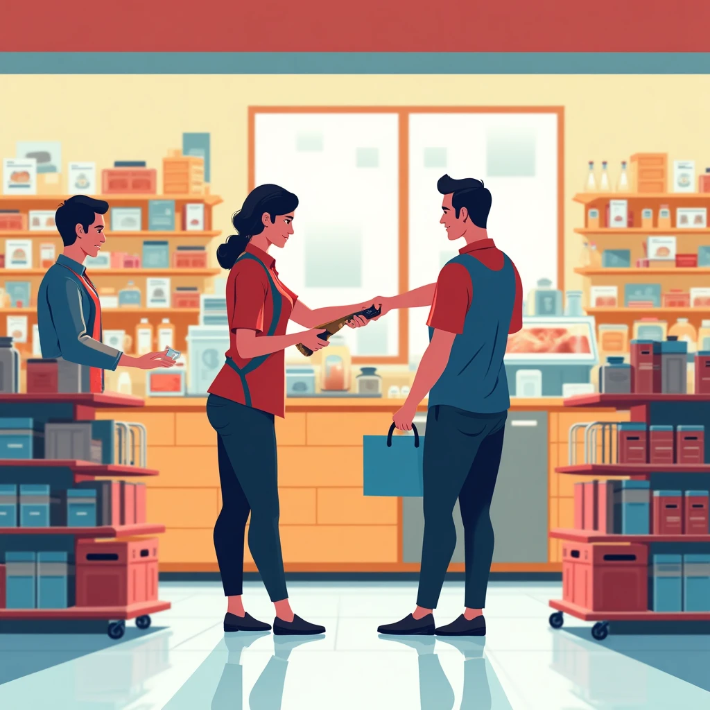 Retail worker helping a customer