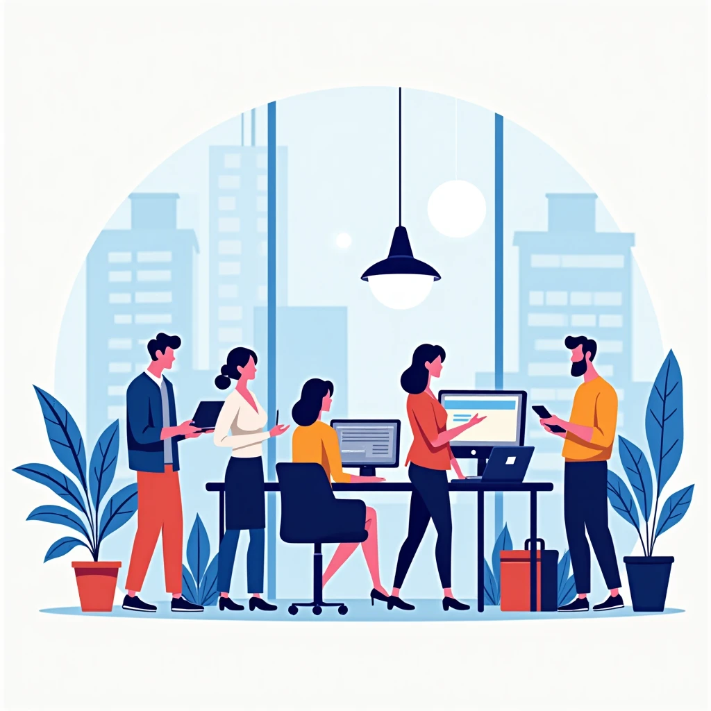 Team collaboration in an office