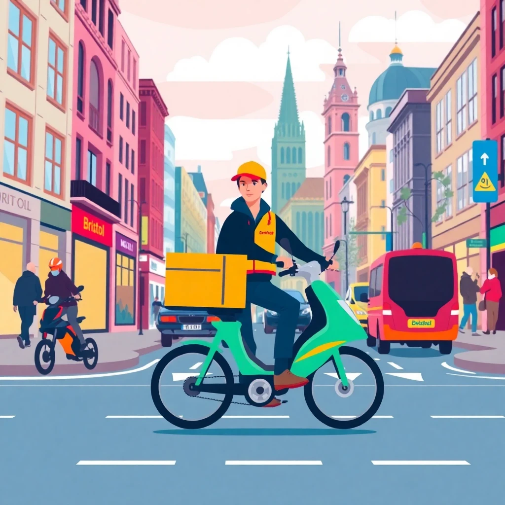 Courier in action in Bristol