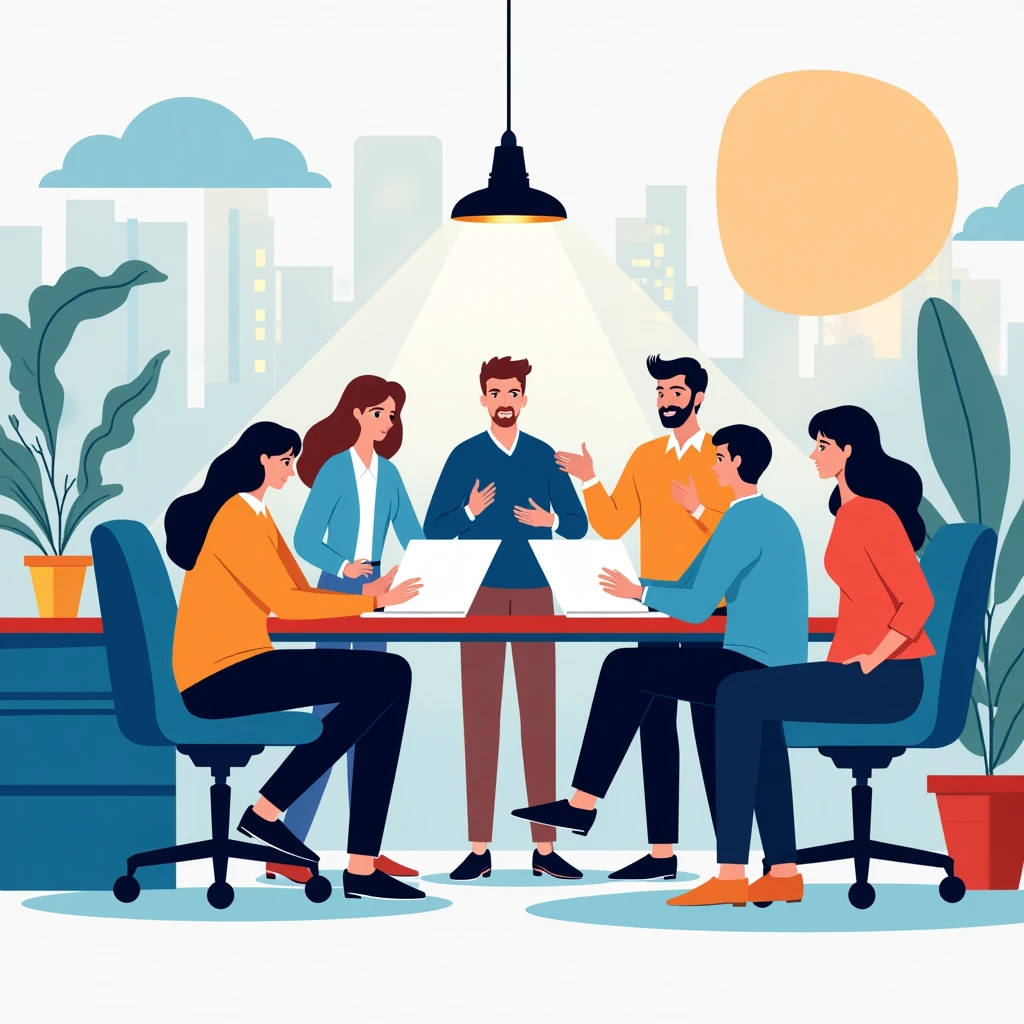 Team collaboration in a modern office